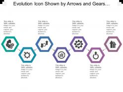 Evolution icon shown by arrows and gears and graph