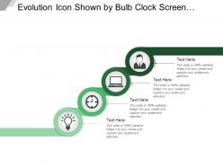 Evolution icon shown by bulb clock screen and human