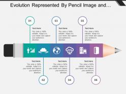 Evolution represented by pencil image and icon imagery