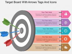 Ew target board with arrows tags and icons flat powerpoint design