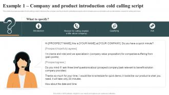 Example 1 Company And Product Optimizing Cold Calling Process To Maximize SA SS