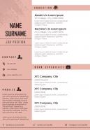 Example curriculum vitae business resume a4 template