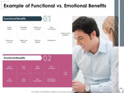 Example of functional vs emotional benefits experience ppt presentation deck