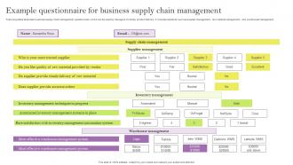 Example Questionnaire For Business Supply Chain Management Survey SS