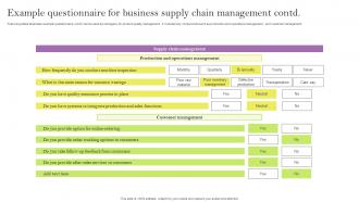 Example Questionnaire For Business Supply Chain Management Survey SS Professional Graphical