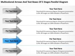 Examples of business processes and text boxes 5 stages parallel diagram powerpoint templates