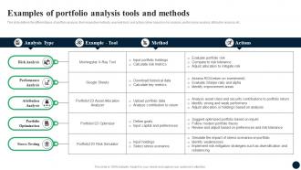 Examples Of Portfolio Analysis Tools And Methods Enhancing Decision Making FIN SS