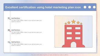 Excellent Certification Using Hotel Marketing Plan Icon