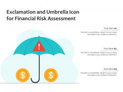 Exclamation and umbrella icon for financial risk assessment