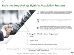 Exclusive negotiating rights in acquisition proposal ppt powerpoint presentation pictures example