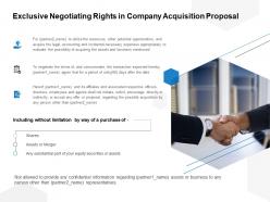 Exclusive negotiating rights in company acquisition proposal ppt powerpoint presentation