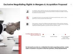 Exclusive negotiating rights in mergers and acquisition proposal powerpoint slides