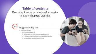 Executing Store Promotional Strategies Attract Shoppers Attention Table Of Contents MKT SS V