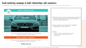Executing Vehicle Marketing Email Marketing Campaign To Build Relationships Strategy SS V