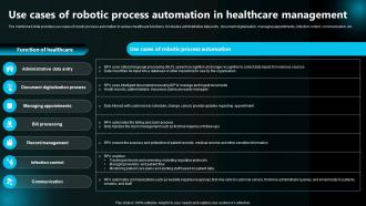 Execution Of Robotic Process Use Cases Of Robotic Process Automation In Healthcare Management