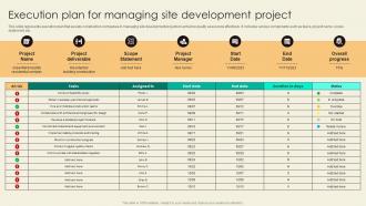 Execution Plan For Managing Site Development Project