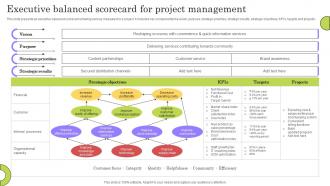 Executive Balanced Scorecard For Project Management