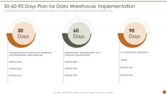 Executive Information System 30 60 90 Days Plan For Data Warehouse Implementation