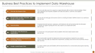 Executive Information System Business Best Practices To Implement Data Warehouse