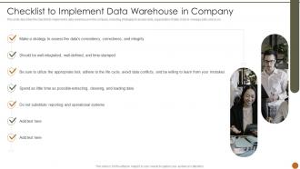 Executive Information System Checklist To Implement Data Warehouse In Company