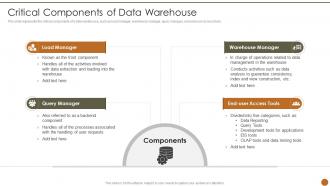 Executive Information System Critical Components Of Data Warehouse
