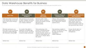 Executive Information System Data Warehouse Benefits For Business