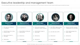 Executive Leadership And Management Team Digital Marketing Company Profile