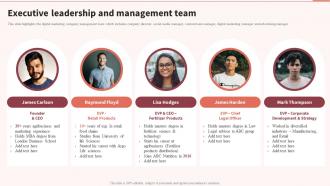 Executive Leadership And Management Team Multinational Food Processing Company Profile