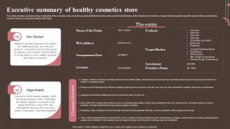 Executive Of Healthy Cosmetics Store Personal And Beauty Care Business Plan BP SS
