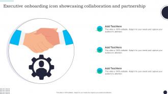 Executive Onboarding Icon Showcasing Collaboration And Partnership