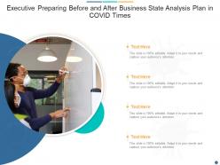 Executive preparing before and after business state analysis plan in covid times