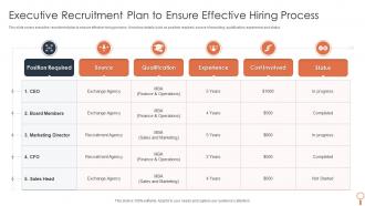 Executive Recruitment Plan To Ensure Effective Hiring Process