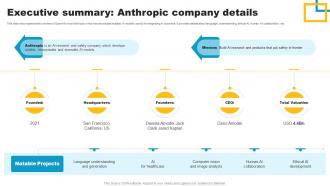 Executive Summary Anthropic Company Details Claude Ai A More Powerful Ai SS V