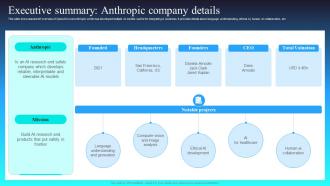Executive Summary Anthropic Company Details Claude AI The Newest AI Chatbot To Watch AI SS V