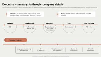 Executive Summary Anthropic Company Details Claude Ai The Next Rival Of Chatgpt ChatGPT SS