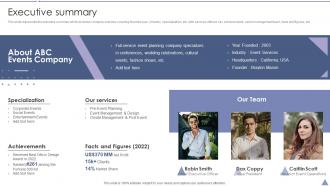 Executive Summary Convention Planner Company Profile Ppt File Example File
