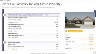 Executive summary for real estate property ppt infographics