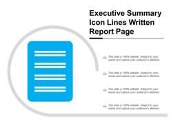 Executive summary icon lines written report page