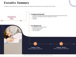 Executive summary marketing and business development action plan ppt brochure