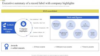 Executive Summary Of A Record Label With Brand Enhancement Marketing Strategy SS V