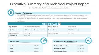 Executive summary of a technical project report