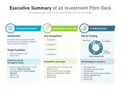 Executive Summary Of An Investment Pitch Deck