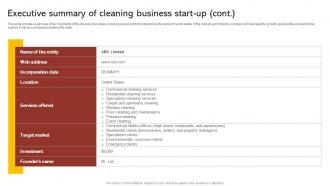 Executive Summary Of Cleaning Business Commercial Cleaning Business Plan BP SS Graphical Best