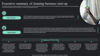 Executive Summary Of Cleaning Business On Demand Cleaning Services Business Plan BP SS