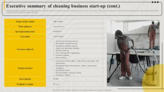 Executive Summary Of Cleaning Business Start Up Cleaning Concierge BP SS Visual Impactful