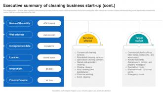 Executive Summary Of Cleaning Business Start Up Janitorial Service Business Plan BP SS Unique Downloadable