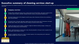 Executive Summary Of Cleaning Services Start Up Cleaning Services Company Overview