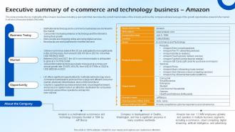 Executive Summary Of E Commerce And Technology Business B2c E Commerce BP SS