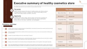 Executive Summary Of Healthy Cosmetics Store Beauty Business Plan BP SS