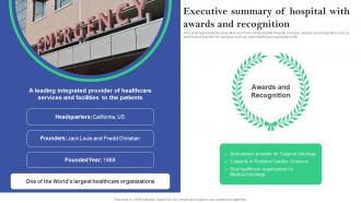 Executive Summary Of Hospital With Awards Online And Offline Marketing Plan For Hospitals